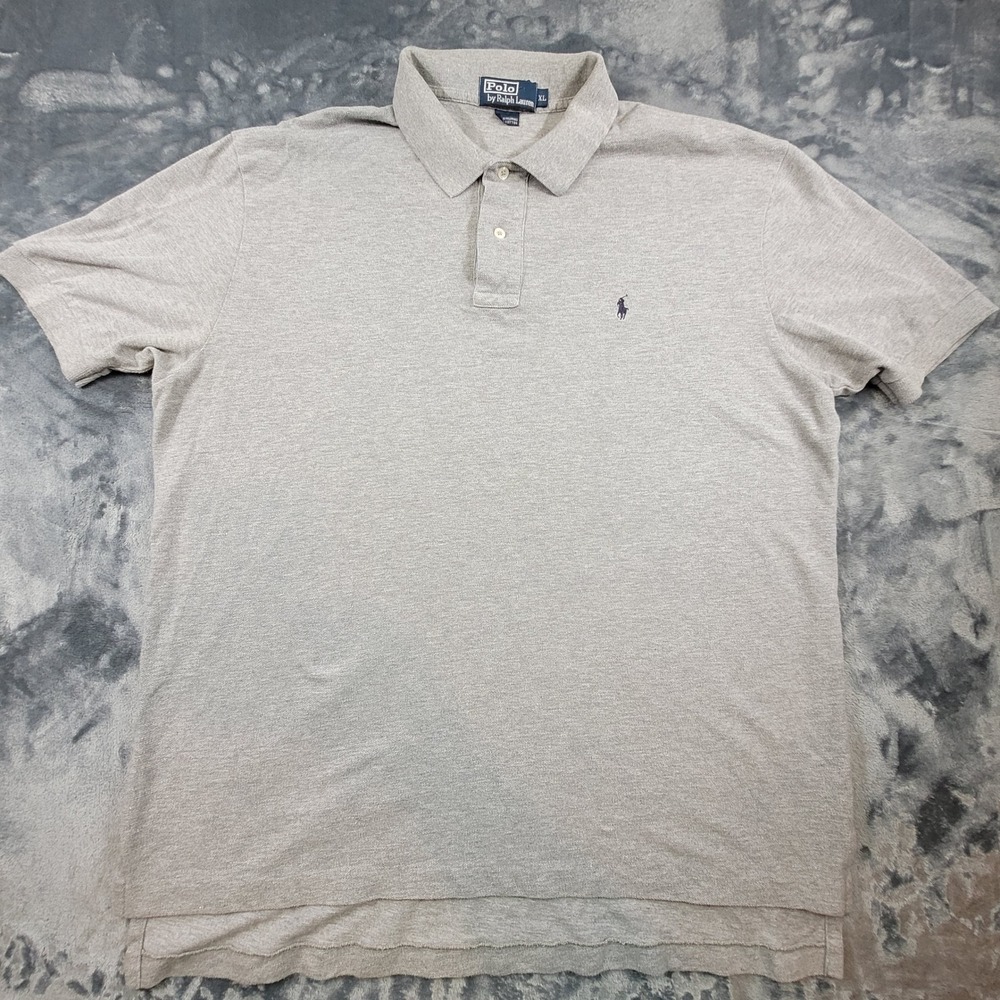 Polo Ralph Lauren Mens XL Grey Cotton Pique Short Sleeve Pony Logo Polo Shirt